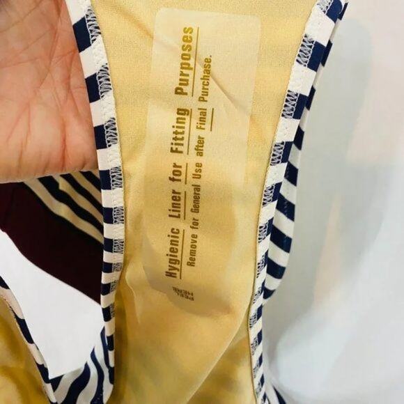 Old Navy Bralette Swim Bikini Navy Burgundy Stripe Womens XXL - Picture 11 of 12
